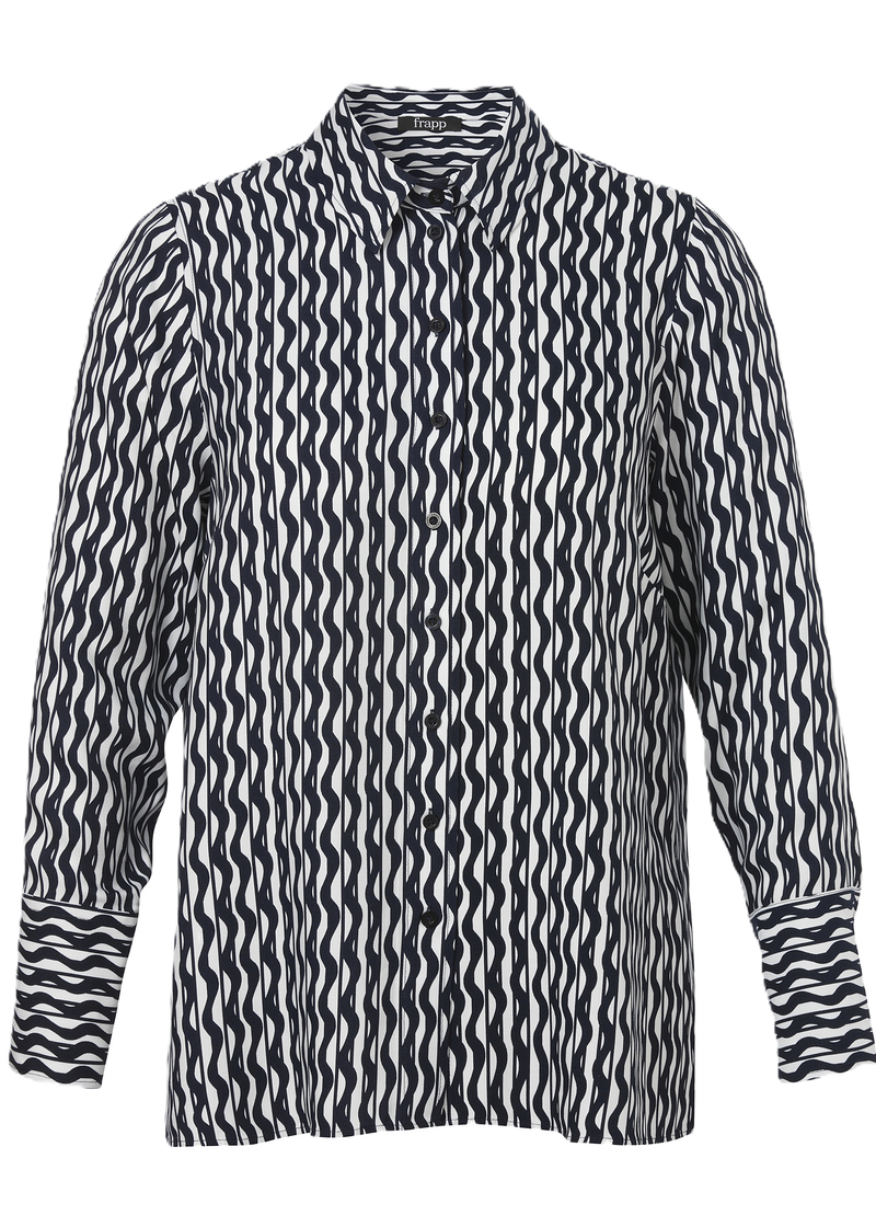 Blouse blauw wit